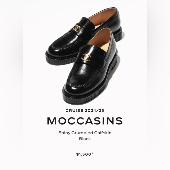 CHANEL Black Leather Loafers with Gold Logo - Picture 9 of 9